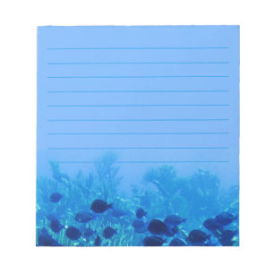 Shoal of Blue Discus Fish Blue Lined Notepad