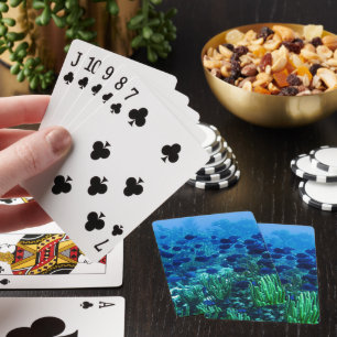 Shoal of Blue Discus Fish Underwater Photo Playing Cards