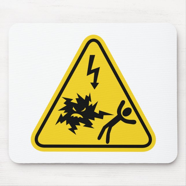 Shock Hazard Sign Mouse Mat (Front)