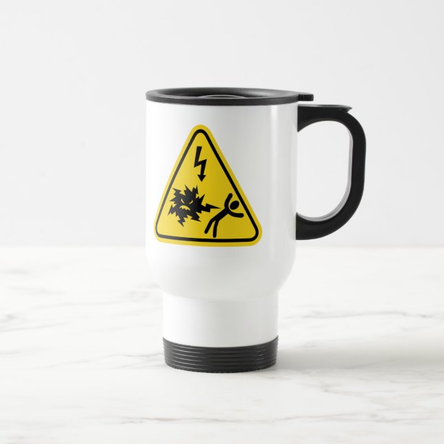 Shock Hazard Sign Travel Mug (Right)