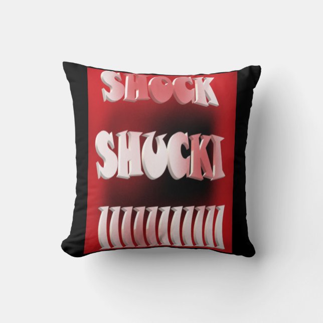 Shock red and black patterned cushion (Front)