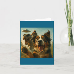 Shocked Australian Shepherd Dog T-rex Bigfoot Ufo Card