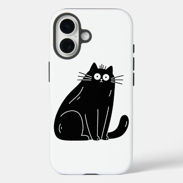 Shocked Black Cat With Big Wide Eyes Case-Mate iPhone Case (Back)