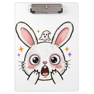 Shocked Bunny Halloween Ghost Face Clipboard