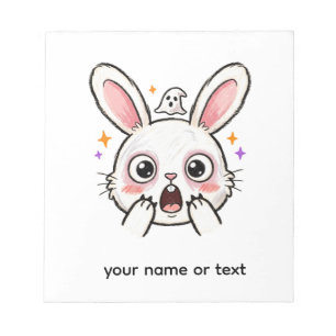 Shocked Bunny Halloween Ghost Face Notepad