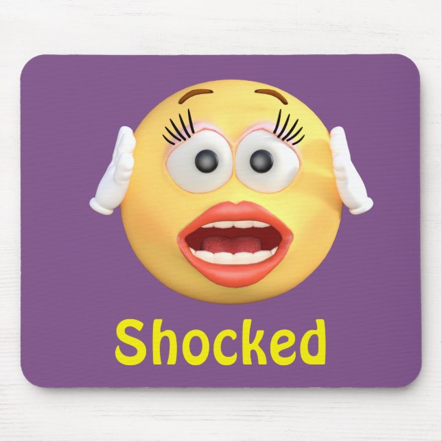 Shocked Emoji Girl Emoticon Cartoon Face Mouse Mat (Front)