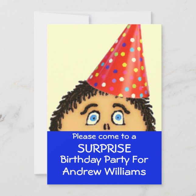 Shocked Face For Surprise Birthday Party Invitation (Front)