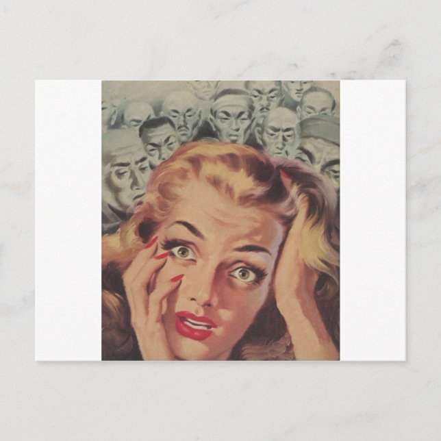 Shocked Face with People Looking on Postcard (Front)