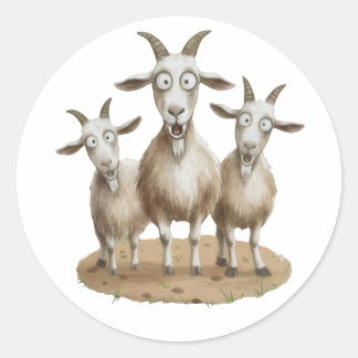 Shocked Goats Trio Classic Round Sticker