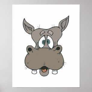 shocked hippo face poster