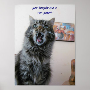 Shocked Kitty Loves Painting Poster