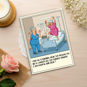 Shocked Nurse Watches Elderly Patient Dancing Postcard