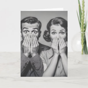 Shocked Retro Couple Portrait Card