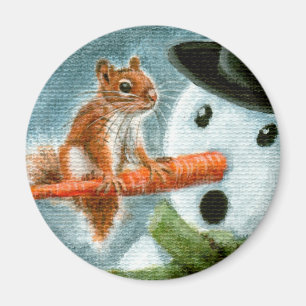 Shocked snowman squirrel Magnet