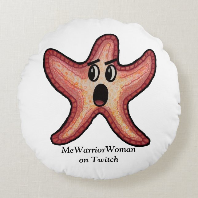 Shocked Star,  MeWarriorWoman on Twitch Round Pill Cushion (Front)