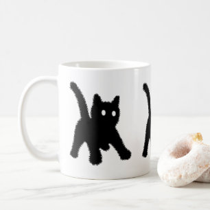 Shocked surprised black cat meme funny coffee mug