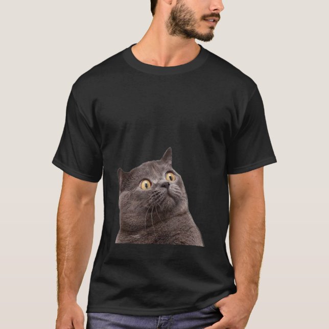 Shocked Surprised Cat Meme T-Shirt (Front)