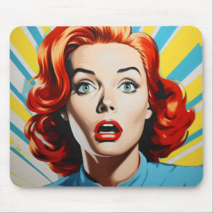 Shocked Woman Pop Art Mouse Mat