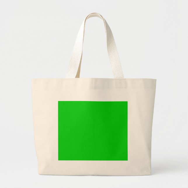 Shocking Green Background template - customise own Large Tote Bag (Front)