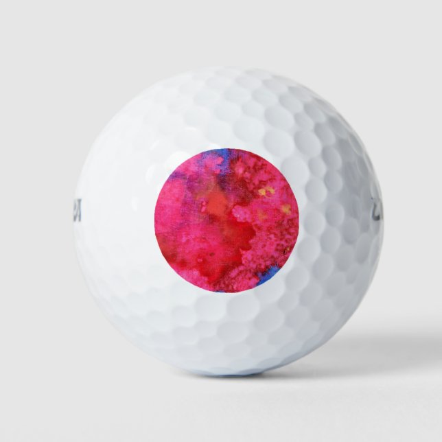 Shocking Hot Neon Pink Abstract Golf Balls (Front)
