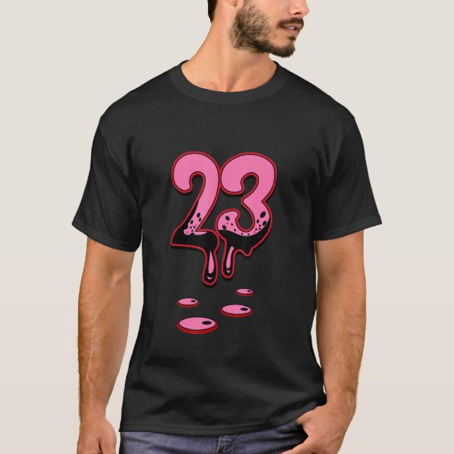 Shocking Pink 14s Tee Match Number 23 Shoes 14 Sho (Front)