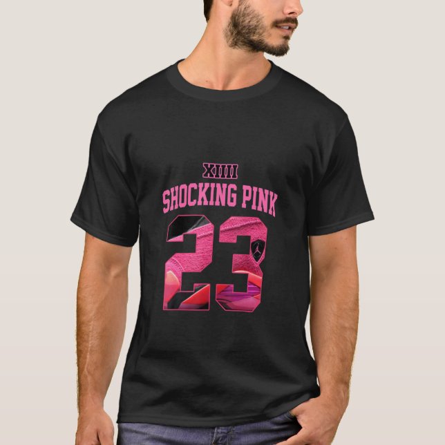 Shocking Pink 14s Tee Number 23 Drip Shoes 14 Shoc (Front)
