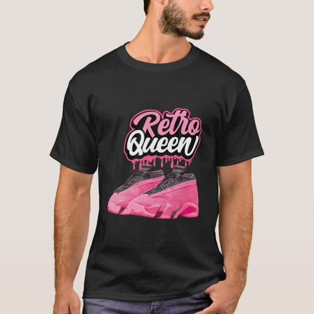 Shocking Pink 14S Tee Retro Queen Matching 14 Shoc (Front)