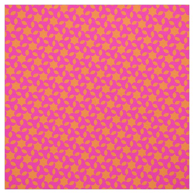 Shocking Pink and Orange Islamic Geometric Pattern Fabric (Swatch)
