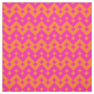 Shocking Pink and Orange Islamic Geometric Pattern Fabric