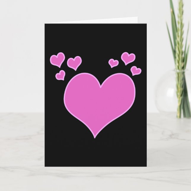 Shocking Pink & Black Valentine's Day Card (Front)