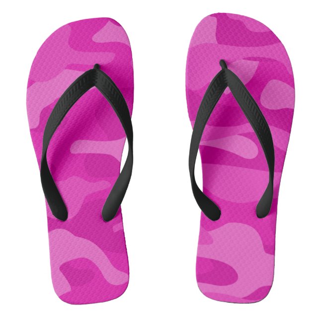 Shocking Pink Monocolor Camo Flip Flops (Footbed)