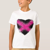 Shocking pink on black glitter dots heart cross