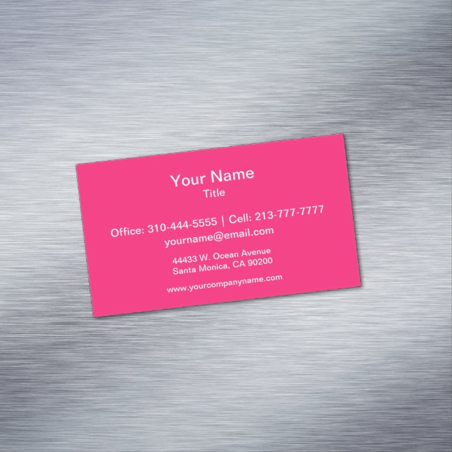 Shocking Pink Solid Colour Customise It Magnetic Business Card (In Situ)
