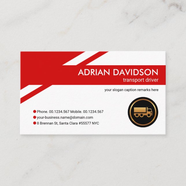 Shocking Red Logistics Transport Routes Trucking Business Card (Front)