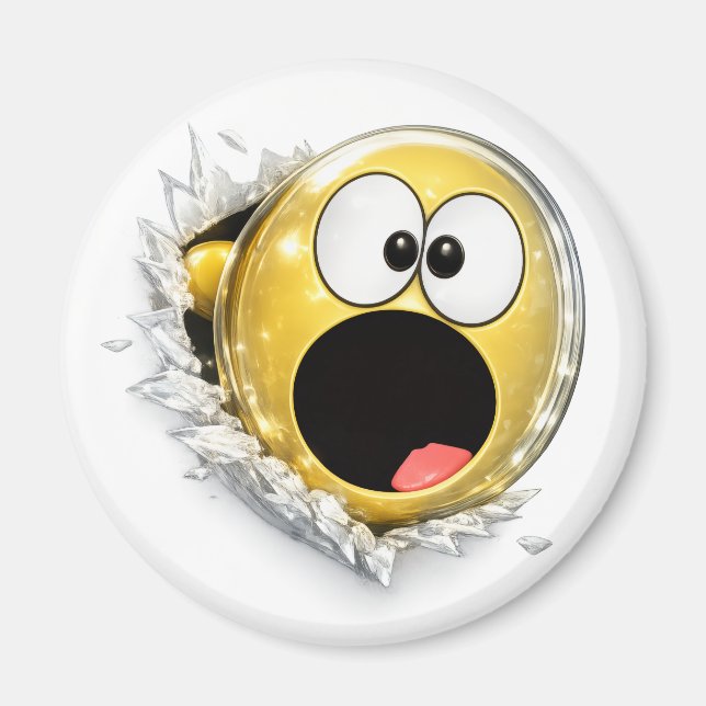 Shocky 3D Emoji Round Magnet (Front)