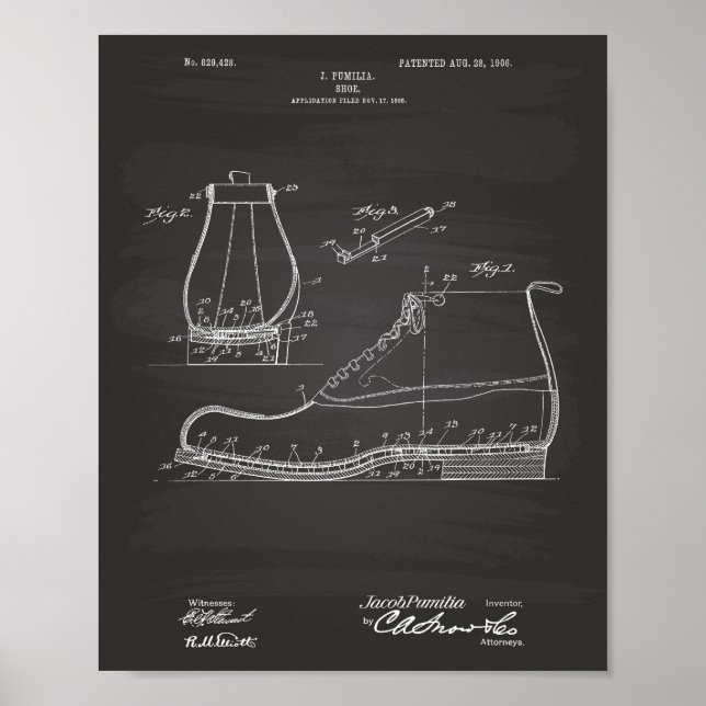 Shoe 1906 Patent Art Chalkboard Poster (Front)