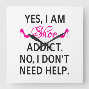 Shoe addict, text design, word art square wall clock