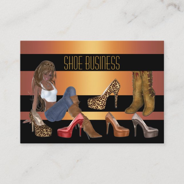 Shoe Business Card Gold Black (Front)