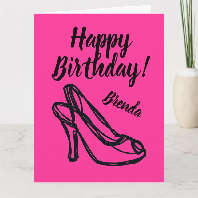 Shoe fashion girly pink Birthday card for women (Front)