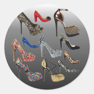 Shoe High Heels Collage Customise Classic Round Sticker