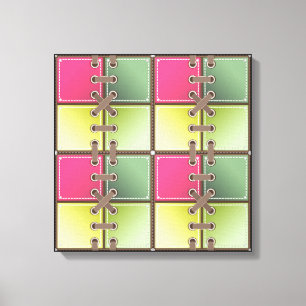 shoe laces pink and green fashion art canvas print