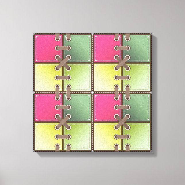 shoe laces pink and green fashion art canvas print (Front)