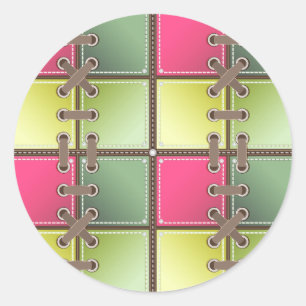 shoe laces pink and green fashion art classic round sticker