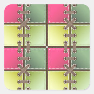 shoe laces pink and green fashion art square sticker