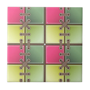 shoe laces pink and green fashion art tile