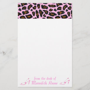 Shoe Lover Pink Leopard Print Stationery