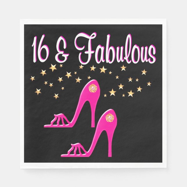 SHOE LOVING 16 YEAR OLD BIRTHDAY GIRL NAPKIN (Front)