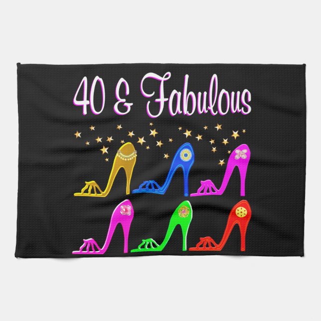 SHOE LOVING 40 YEAR OLD TEA TOWEL (Horizontal)