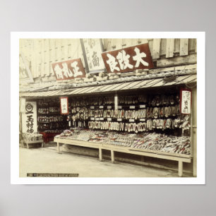 Shoe shop in Kyoto, c.1890 (hand-coloured photo) Poster