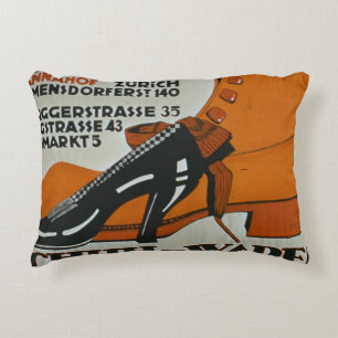 'Shoe Shops', Zurich (colour litho) Decorative Cushion